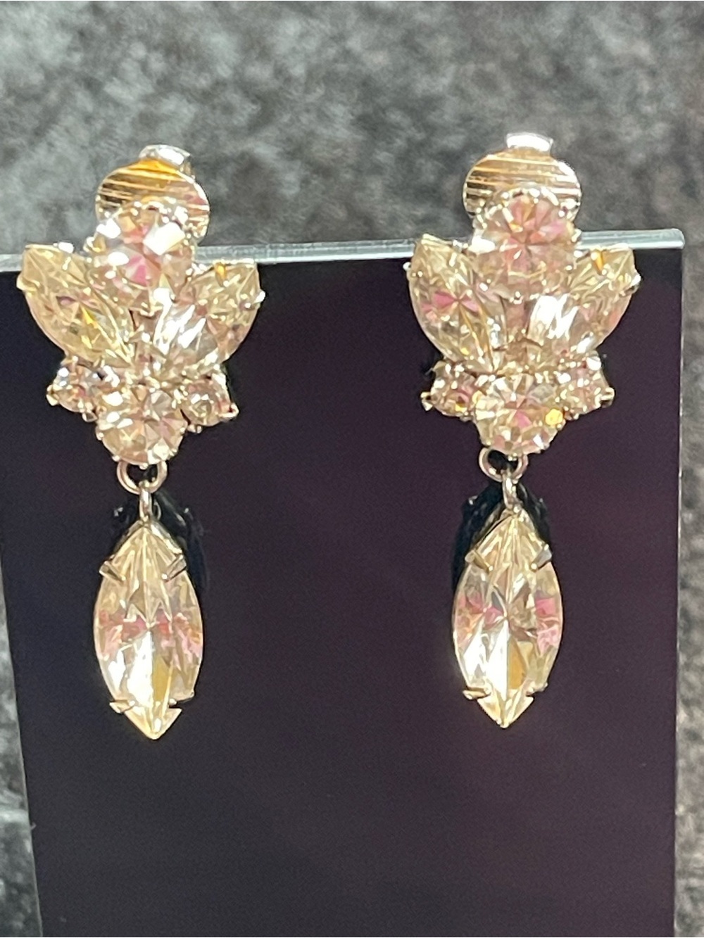 Vintage glass rhinestone earrings